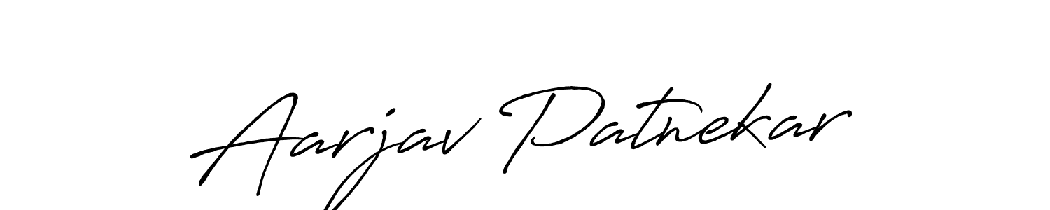 How to make Aarjav Patnekar name signature. Use Antro_Vectra_Bolder style for creating short signs online. This is the latest handwritten sign. Aarjav Patnekar signature style 7 images and pictures png