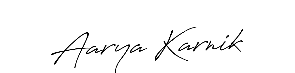 Create a beautiful signature design for name Aarya Karnik. With this signature (Antro_Vectra_Bolder) fonts, you can make a handwritten signature for free. Aarya Karnik signature style 7 images and pictures png