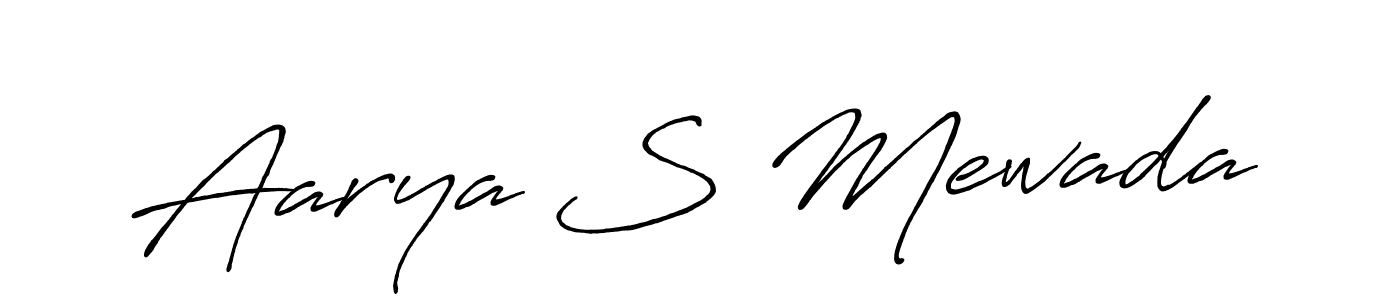 Create a beautiful signature design for name Aarya S Mewada. With this signature (Antro_Vectra_Bolder) fonts, you can make a handwritten signature for free. Aarya S Mewada signature style 7 images and pictures png