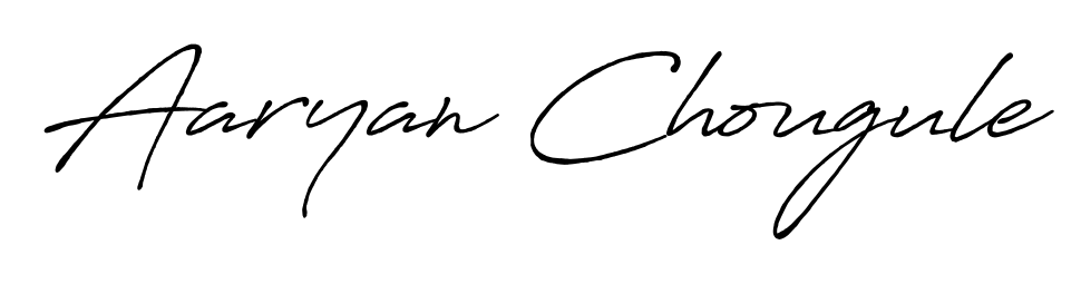 Designed for modern professionals: Aaryan Chougule name signature crafted with Antro_Vectra_Bolder script. Ready for digital PDF workflows. Aaryan Chougule signature style 7 images and pictures png