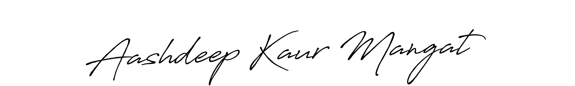 Create a beautiful signature design for name Aashdeep Kaur Mangat. With this signature (Antro_Vectra_Bolder) fonts, you can make a handwritten signature for free. Aashdeep Kaur Mangat signature style 7 images and pictures png