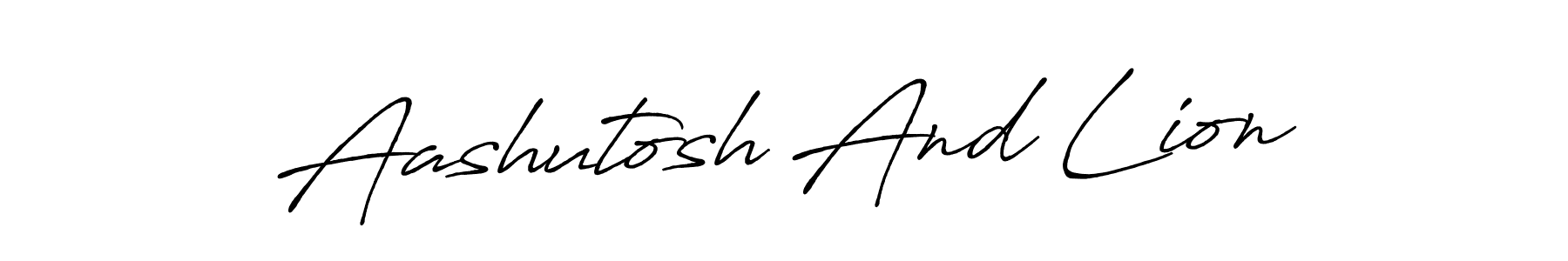 Antro_Vectra_Bolder is a professional signature style that is perfect for those who want to add a touch of class to their signature. It is also a great choice for those who want to make their signature more unique. Get Aashutosh And Lion name to fancy signature for free. Aashutosh And Lion signature style 7 images and pictures png