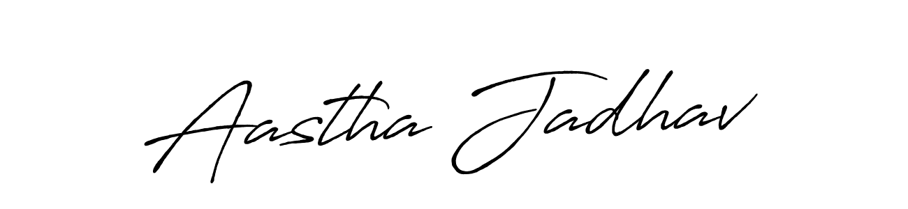 This is the best signature style for the Aastha Jadhav name. Also you like these signature font (Antro_Vectra_Bolder). Mix name signature. Aastha Jadhav signature style 7 images and pictures png