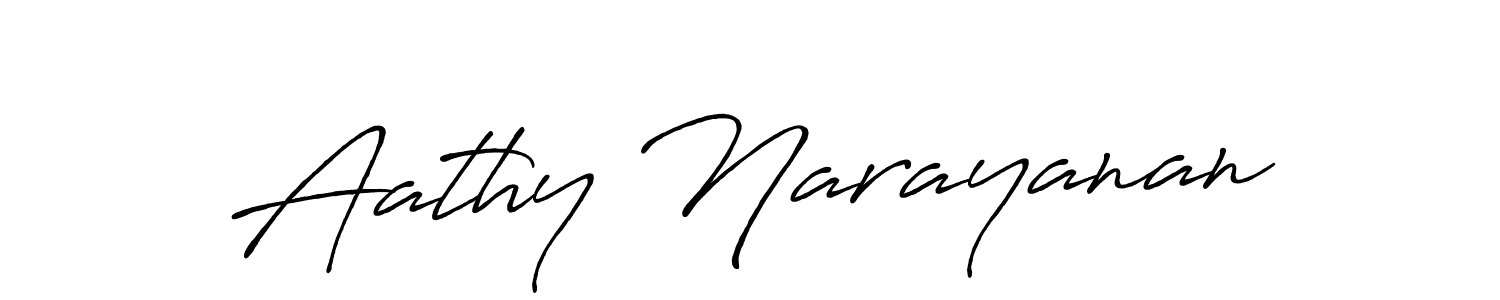 How to make Aathy Narayanan name signature. Use Antro_Vectra_Bolder style for creating short signs online. This is the latest handwritten sign. Aathy Narayanan signature style 7 images and pictures png