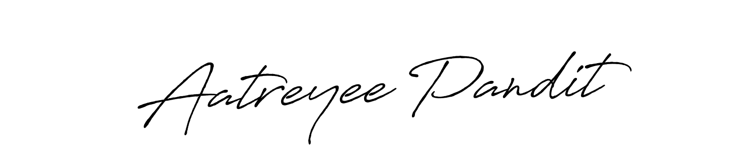 How to make Aatreyee Pandit name signature. Use Antro_Vectra_Bolder style for creating short signs online. This is the latest handwritten sign. Aatreyee Pandit signature style 7 images and pictures png