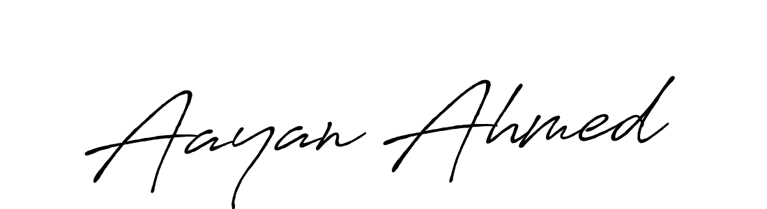 How to make Aayan Ahmed name signature. Use Antro_Vectra_Bolder style for creating short signs online. This is the latest handwritten sign. Aayan Ahmed signature style 7 images and pictures png