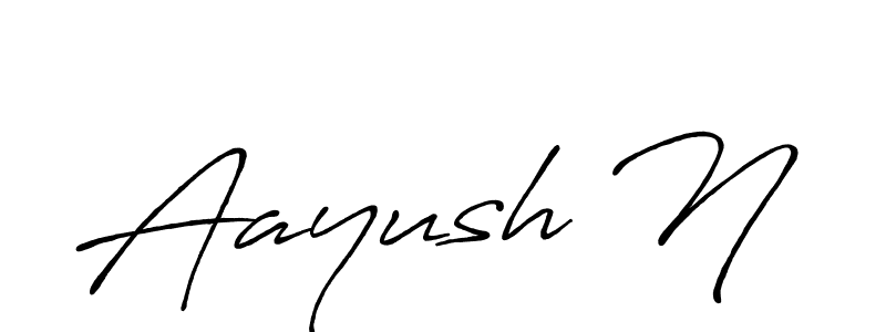 Make a beautiful signature design for name Aayush N. With this signature (Antro_Vectra_Bolder) style, you can create a handwritten signature for free. Aayush N signature style 7 images and pictures png