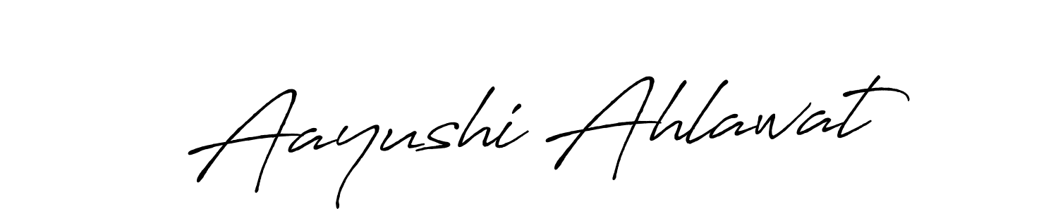 The best way (Antro_Vectra_Bolder) to make a short signature is to pick only two or three words in your name. The name Aayushi Ahlawat include a total of six letters. For converting this name. Aayushi Ahlawat signature style 7 images and pictures png
