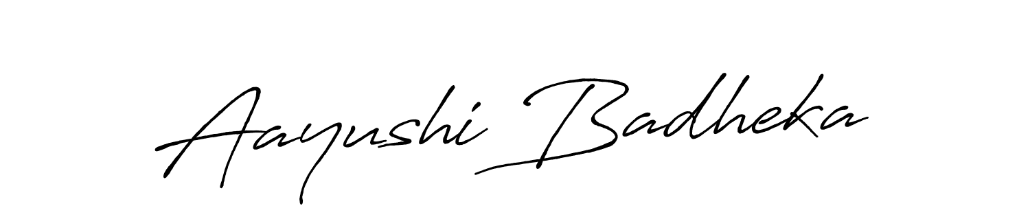 How to make Aayushi Badheka name signature. Use Antro_Vectra_Bolder style for creating short signs online. This is the latest handwritten sign. Aayushi Badheka signature style 7 images and pictures png