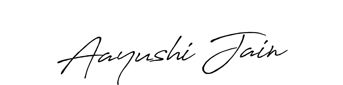 The best way (Antro_Vectra_Bolder) to make a short signature is to pick only two or three words in your name. The name Aayushi Jain include a total of six letters. For converting this name. Aayushi Jain signature style 7 images and pictures png