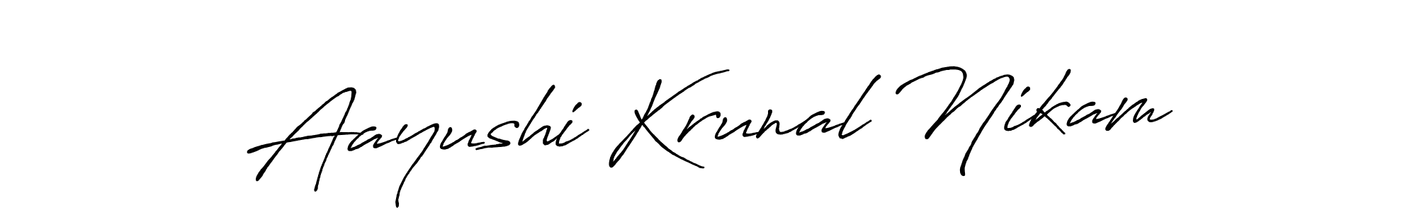 if you are searching for the best signature style for your name Aayushi Krunal Nikam. so please give up your signature search. here we have designed multiple signature styles  using Antro_Vectra_Bolder. Aayushi Krunal Nikam signature style 7 images and pictures png