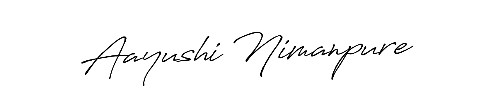 The best way (Antro_Vectra_Bolder) to make a short signature is to pick only two or three words in your name. The name Aayushi Nimanpure include a total of six letters. For converting this name. Aayushi Nimanpure signature style 7 images and pictures png