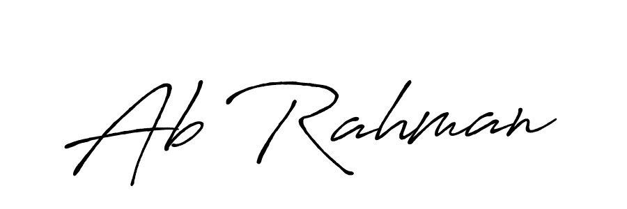 Use a signature maker to create a handwritten signature online. With this signature software, you can design (Antro_Vectra_Bolder) your own signature for name Ab Rahman. Ab Rahman signature style 7 images and pictures png