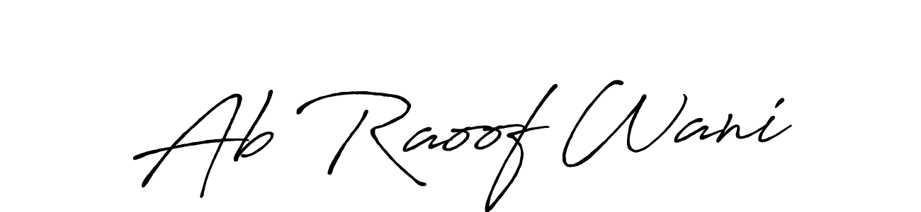 Antro_Vectra_Bolder is a professional signature style that is perfect for those who want to add a touch of class to their signature. It is also a great choice for those who want to make their signature more unique. Get Ab Raoof Wani name to fancy signature for free. Ab Raoof Wani signature style 7 images and pictures png