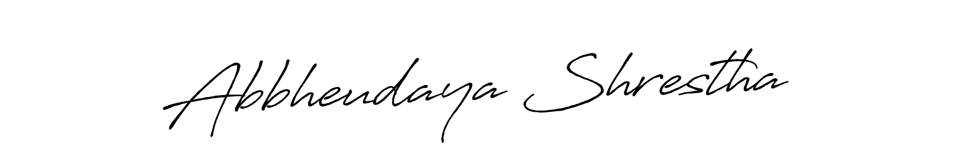 Create a beautiful signature design for name Abbheudaya Shrestha. With this signature (Antro_Vectra_Bolder) fonts, you can make a handwritten signature for free. Abbheudaya Shrestha signature style 7 images and pictures png