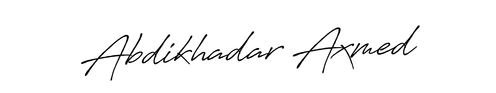 How to make Abdikhadar Axmed name signature. Use Antro_Vectra_Bolder style for creating short signs online. This is the latest handwritten sign. Abdikhadar Axmed signature style 7 images and pictures png