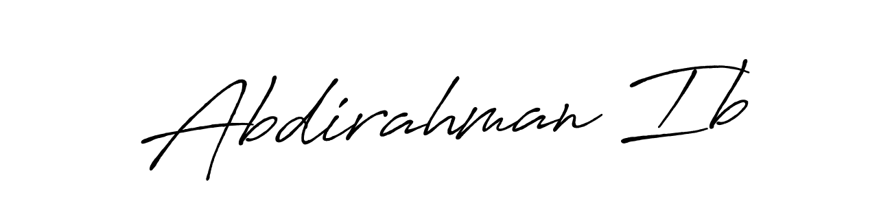 Use a signature maker to create a handwritten signature online. With this signature software, you can design (Antro_Vectra_Bolder) your own signature for name Abdirahman Ib. Abdirahman Ib signature style 7 images and pictures png