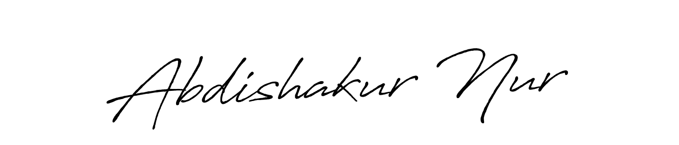Abdishakur Nur stylish signature style. Best Handwritten Sign (Antro_Vectra_Bolder) for my name. Handwritten Signature Collection Ideas for my name Abdishakur Nur. Abdishakur Nur signature style 7 images and pictures png