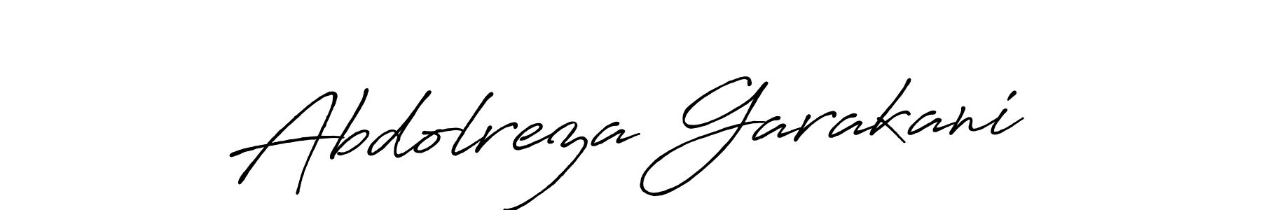 Create a beautiful signature design for name Abdolreza Garakani. With this signature (Antro_Vectra_Bolder) fonts, you can make a handwritten signature for free. Abdolreza Garakani signature style 7 images and pictures png