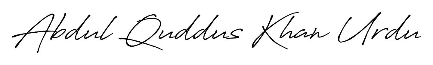 The Antro_Vectra_Bolder lettering style adds unique flourish to name Abdul Quddus Khan Urdu. Stand out with a custom digital autograph made in seconds. Abdul Quddus Khan Urdu signature style 7 images and pictures png