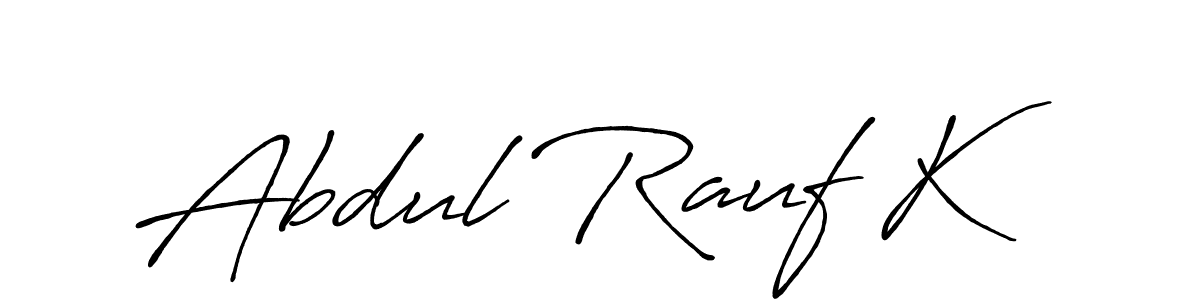 Create a beautiful signature design for name Abdul Rauf K. With this signature (Antro_Vectra_Bolder) fonts, you can make a handwritten signature for free. Abdul Rauf K signature style 7 images and pictures png