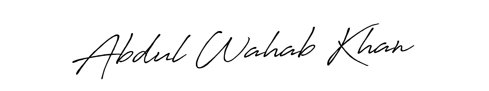 Make a beautiful signature design for name Abdul Wahab Khan. With this signature (Antro_Vectra_Bolder) style, you can create a handwritten signature for free. Abdul Wahab Khan signature style 7 images and pictures png