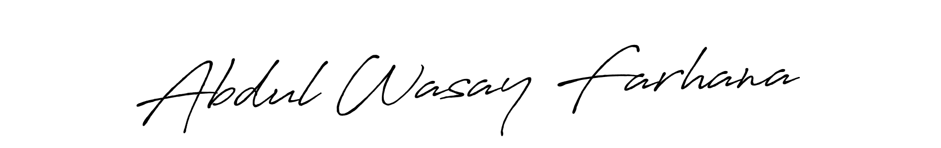 Use a signature maker to create a handwritten signature online. With this signature software, you can design (Antro_Vectra_Bolder) your own signature for name Abdul Wasay Farhana. Abdul Wasay Farhana signature style 7 images and pictures png