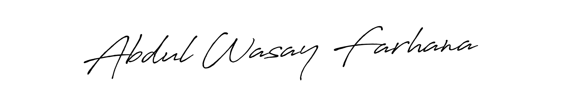 Make a beautiful signature design for name Abdul Wasay Farhana. With this signature (Antro_Vectra_Bolder) style, you can create a handwritten signature for free. Abdul Wasay Farhana signature style 7 images and pictures png