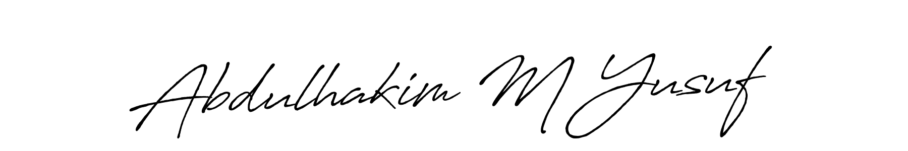 Create a beautiful signature design for name Abdulhakim M Yusuf. With this signature (Antro_Vectra_Bolder) fonts, you can make a handwritten signature for free. Abdulhakim M Yusuf signature style 7 images and pictures png