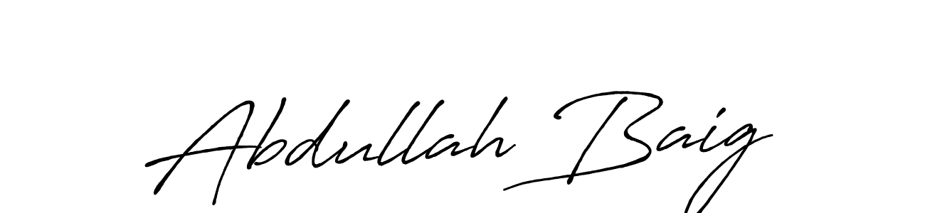 Create a beautiful signature design for name Abdullah Baig. With this signature (Antro_Vectra_Bolder) fonts, you can make a handwritten signature for free. Abdullah Baig signature style 7 images and pictures png