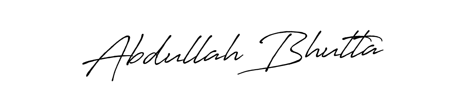 How to make Abdullah Bhutta name signature. Use Antro_Vectra_Bolder style for creating short signs online. This is the latest handwritten sign. Abdullah Bhutta signature style 7 images and pictures png