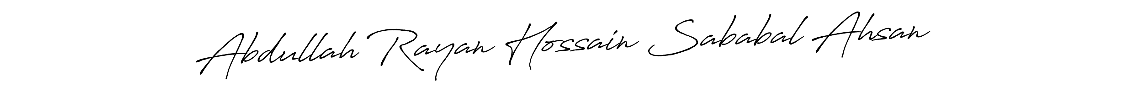 This is the best signature style for the Abdullah Rayan Hossain Sababal Ahsan name. Also you like these signature font (Antro_Vectra_Bolder). Mix name signature. Abdullah Rayan Hossain Sababal Ahsan signature style 7 images and pictures png