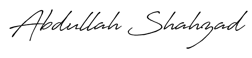 Give your name Abdullah Shahzad an exquisite flair with the Antro_Vectra_Bolder script font. Ideal for contracts, resumes, and formal letterheads. Abdullah Shahzad signature style 7 images and pictures png