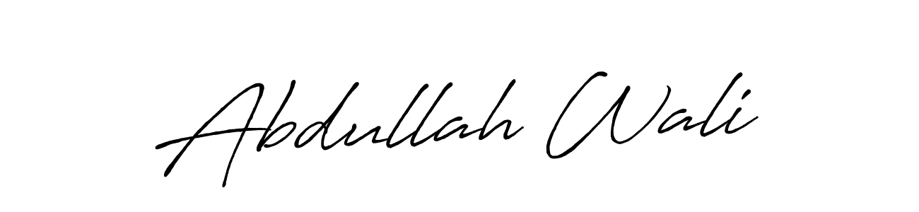 How to make Abdullah Wali name signature. Use Antro_Vectra_Bolder style for creating short signs online. This is the latest handwritten sign. Abdullah Wali signature style 7 images and pictures png