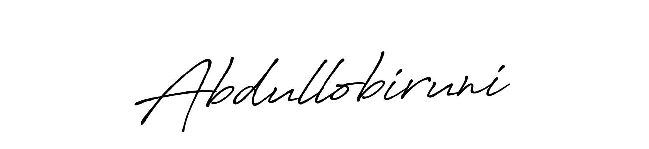 Create a beautiful signature design for name Abdullobiruni. With this signature (Antro_Vectra_Bolder) fonts, you can make a handwritten signature for free. Abdullobiruni signature style 7 images and pictures png