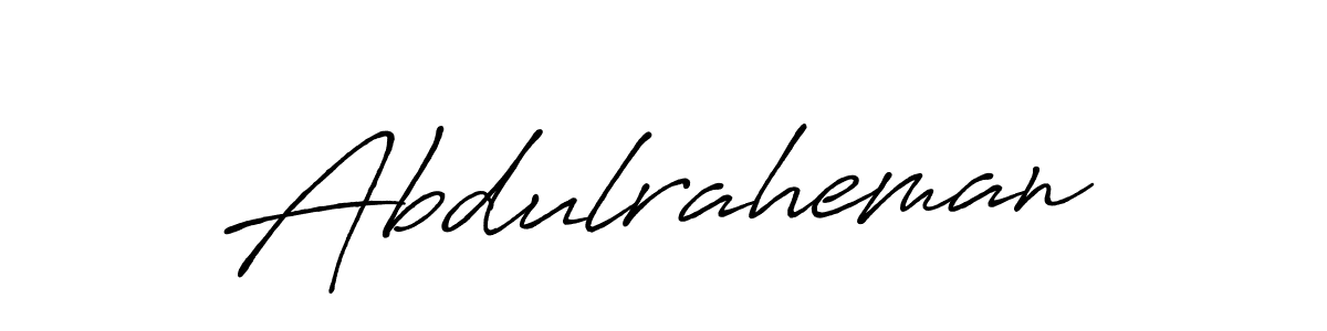 Make a beautiful signature design for name Abdulraheman. With this signature (Antro_Vectra_Bolder) style, you can create a handwritten signature for free. Abdulraheman signature style 7 images and pictures png