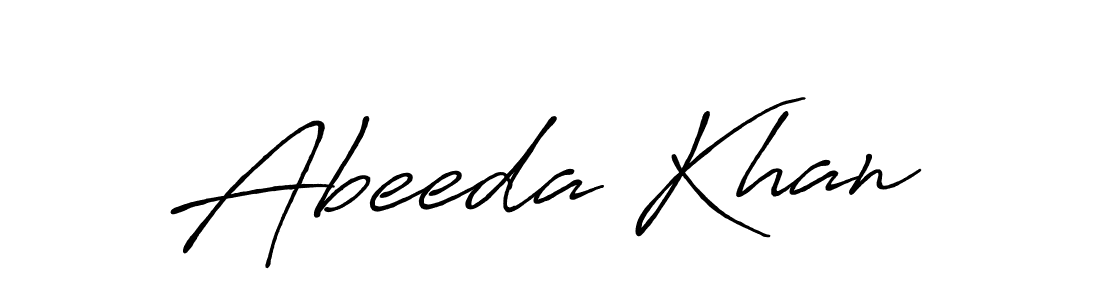 Use a signature maker to create a handwritten signature online. With this signature software, you can design (Antro_Vectra_Bolder) your own signature for name Abeeda Khan. Abeeda Khan signature style 7 images and pictures png