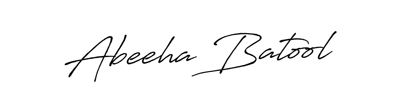 How to make Abeeha Batool name signature. Use Antro_Vectra_Bolder style for creating short signs online. This is the latest handwritten sign. Abeeha Batool signature style 7 images and pictures png