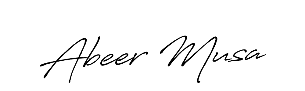 Abeer Musa stylish signature style. Best Handwritten Sign (Antro_Vectra_Bolder) for my name. Handwritten Signature Collection Ideas for my name Abeer Musa. Abeer Musa signature style 7 images and pictures png