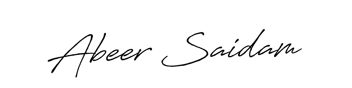 Make a beautiful signature design for name Abeer Saidam. With this signature (Antro_Vectra_Bolder) style, you can create a handwritten signature for free. Abeer Saidam signature style 7 images and pictures png