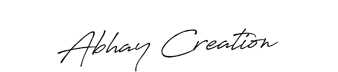 How to make Abhay Creation name signature. Use Antro_Vectra_Bolder style for creating short signs online. This is the latest handwritten sign. Abhay Creation signature style 7 images and pictures png