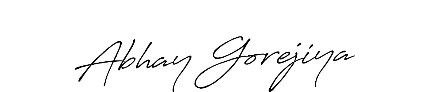 How to make Abhay Gorejiya name signature. Use Antro_Vectra_Bolder style for creating short signs online. This is the latest handwritten sign. Abhay Gorejiya signature style 7 images and pictures png