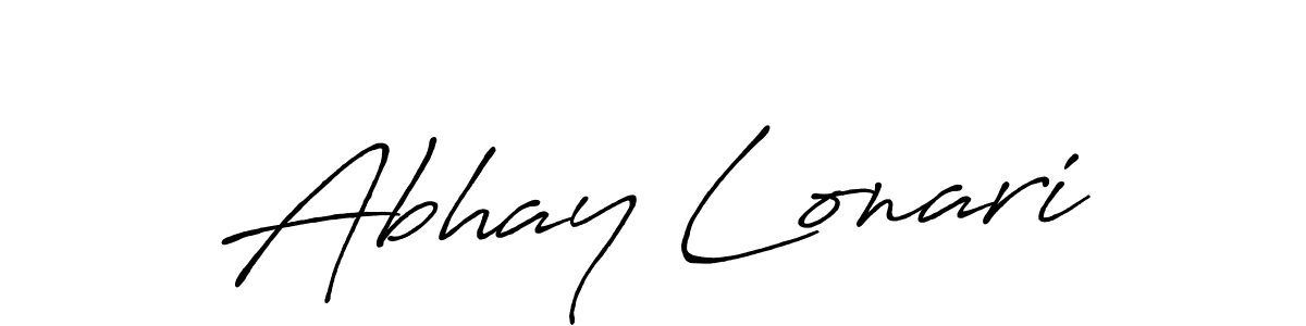 How to make Abhay Lonari name signature. Use Antro_Vectra_Bolder style for creating short signs online. This is the latest handwritten sign. Abhay Lonari signature style 7 images and pictures png