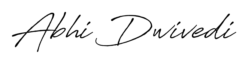 A classic penmanship look for Abhi Dwivedi. The Antro_Vectra_Bolder font brings timeless elegance and confidence to every signed document. Abhi Dwivedi signature style 7 images and pictures png