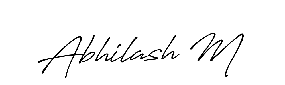 How to make Abhilash M name signature. Use Antro_Vectra_Bolder style for creating short signs online. This is the latest handwritten sign. Abhilash M signature style 7 images and pictures png