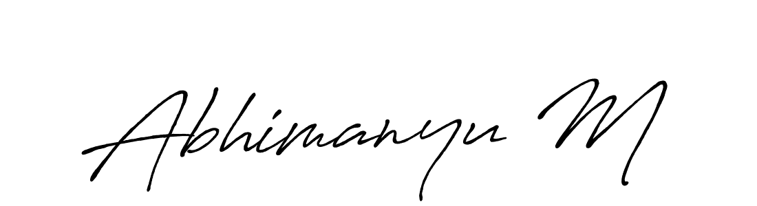 Use a signature maker to create a handwritten signature online. With this signature software, you can design (Antro_Vectra_Bolder) your own signature for name Abhimanyu M. Abhimanyu M signature style 7 images and pictures png