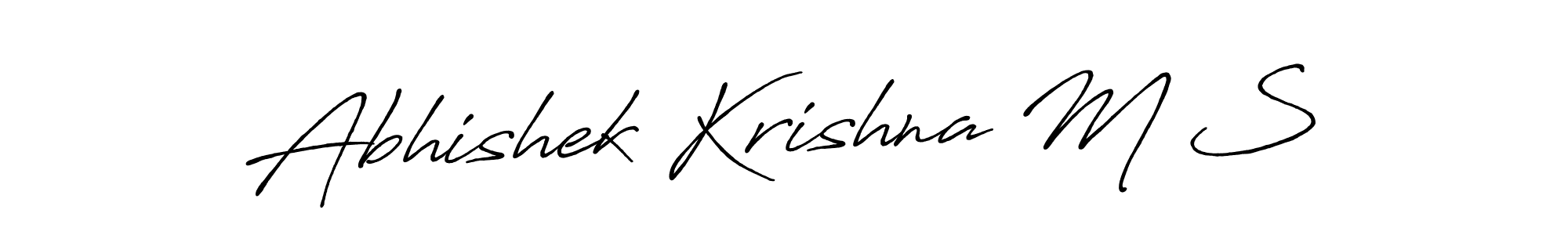 The best way (Antro_Vectra_Bolder) to make a short signature is to pick only two or three words in your name. The name Abhishek Krishna M S include a total of six letters. For converting this name. Abhishek Krishna M S signature style 7 images and pictures png