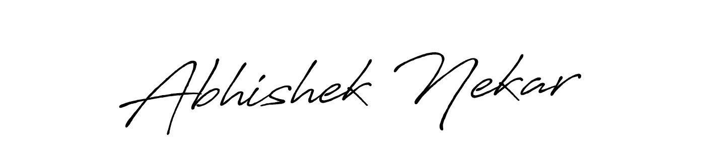 How to make Abhishek Nekar name signature. Use Antro_Vectra_Bolder style for creating short signs online. This is the latest handwritten sign. Abhishek Nekar signature style 7 images and pictures png