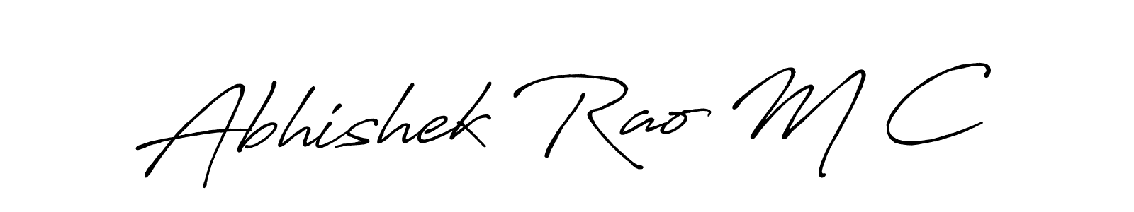 The best way (Antro_Vectra_Bolder) to make a short signature is to pick only two or three words in your name. The name Abhishek Rao M C include a total of six letters. For converting this name. Abhishek Rao M C signature style 7 images and pictures png