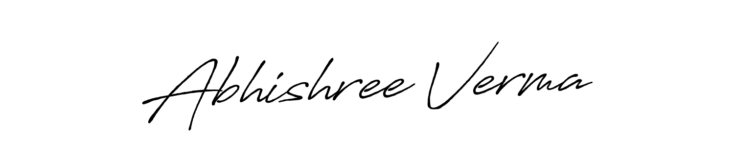 Create a beautiful signature design for name Abhishree Verma. With this signature (Antro_Vectra_Bolder) fonts, you can make a handwritten signature for free. Abhishree Verma signature style 7 images and pictures png